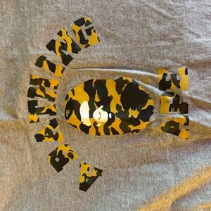 A Bathing Ape camo logo grey tee